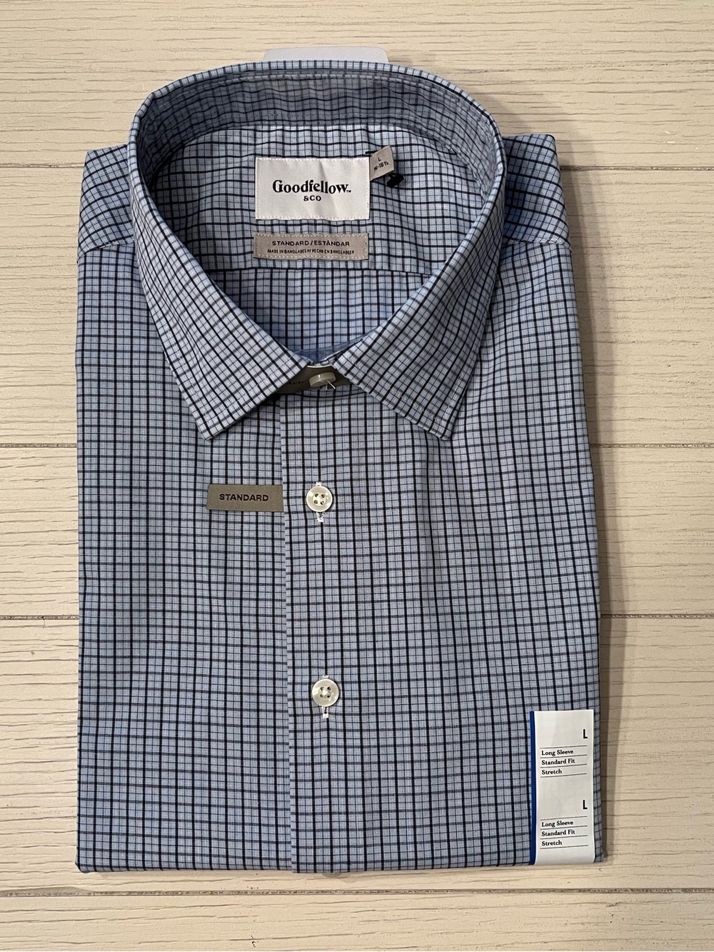 Goodfellow & Co Men’s Light Blue and Navy Grid Dress Shirt